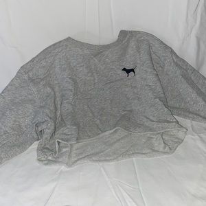 Victoria secret/pink crop gray sweatshirt